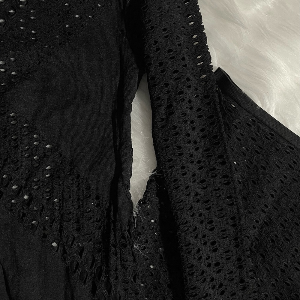 Dion Lee Black Long Sleeve Maxi Dress with Sheer Cutouts - Picture 5 of 7